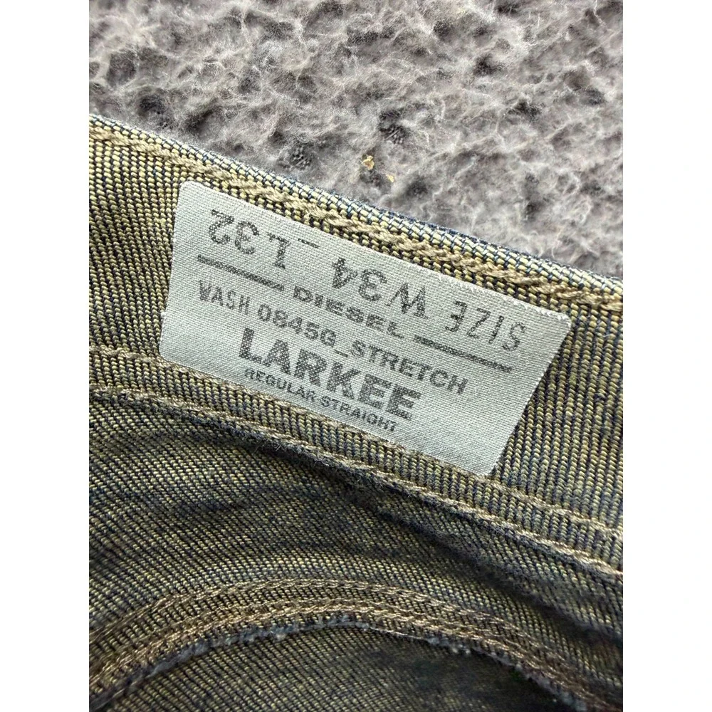 Diesel Larkee Regular Straight Leg Button-Fly Denim Jeans Blue Mens Size 34 x 32